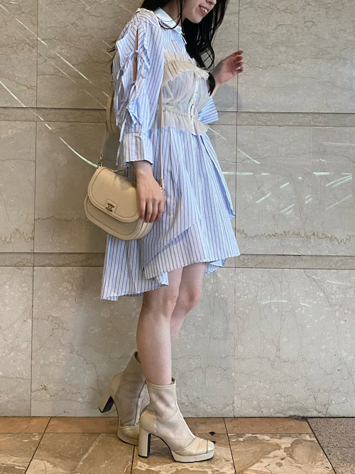 dazzlin 荷葉袖不規則下擺連身裙 [OP324]