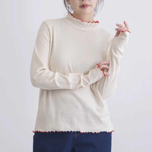 Ruffle 拼色高領上衣 3色［TP372]