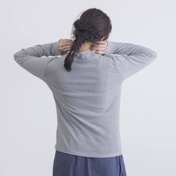 Ruffle 高領橫間上衣 2色 [TP370]