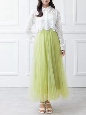 Clear 薄紗喇叭裙 [BT292]