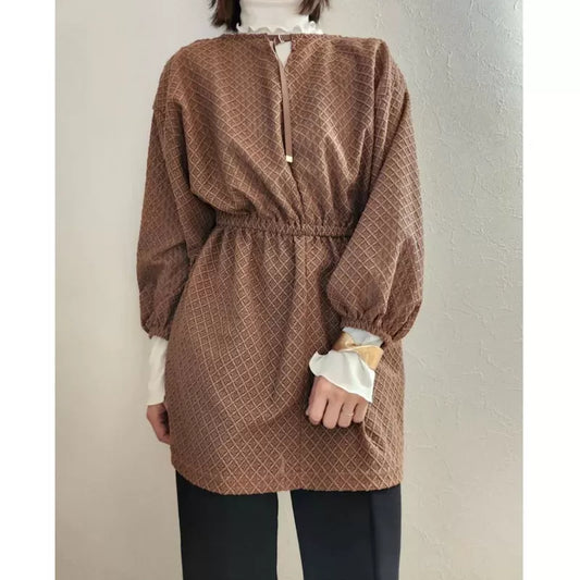 前後2way棕色束腰上衣 [TP37]