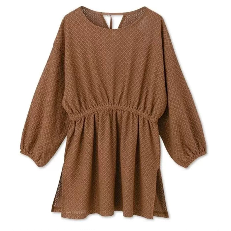 前後2way棕色束腰上衣 [TP37]