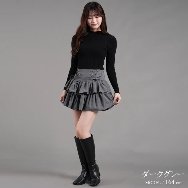 Nohea 雙蝴蝶結綁帶蛋糕短裙 3色[BT298]