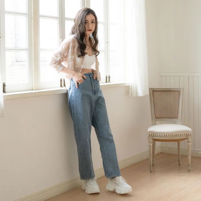 DearMyLoveRose 透明感格紋短襯衫 [TP320]