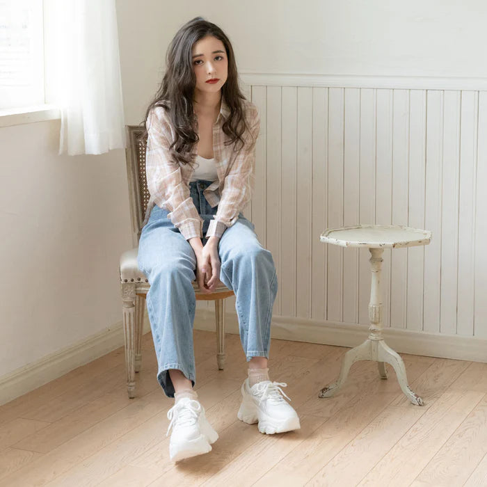 DearMyLoveRose 透明感格紋短襯衫 [TP320]