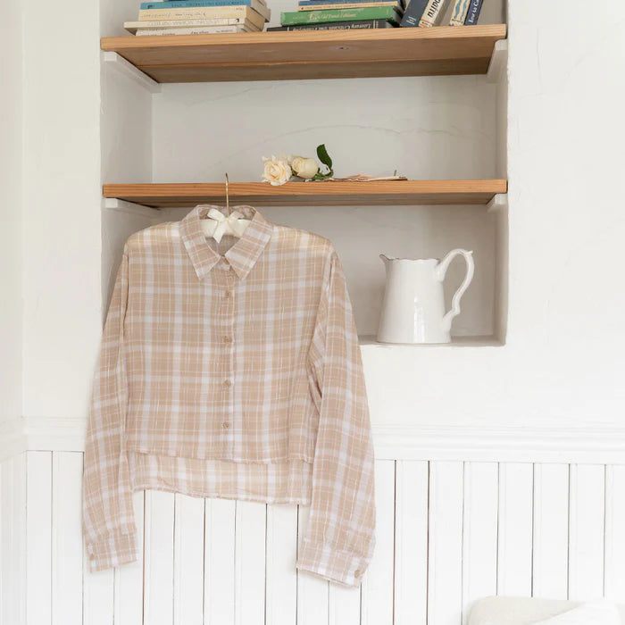 DearMyLoveRose 透明感格紋短襯衫 [TP320]