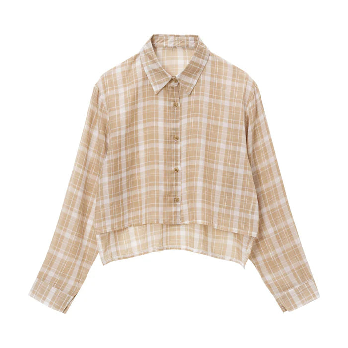 DearMyLoveRose 透明感格紋短襯衫 [TP320]