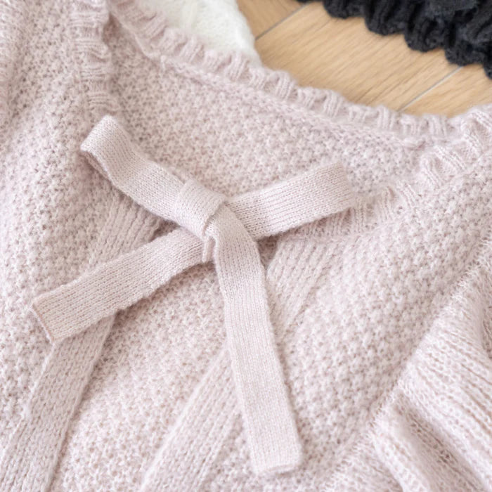 DearMyLoveRose 蝴蝶結麻花針織長外套 3色 [OT258]