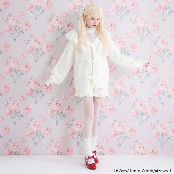 DearMyLoveRose 蝴蝶結麻花針織長外套 3色 [OT258]