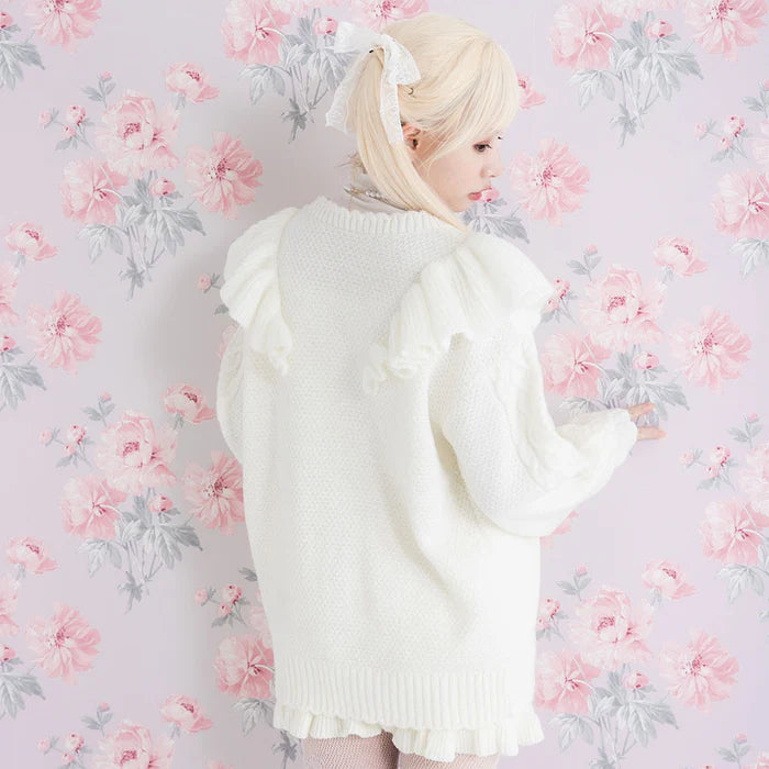 DearMyLoveRose 蝴蝶結麻花針織長外套 3色 [OT258]