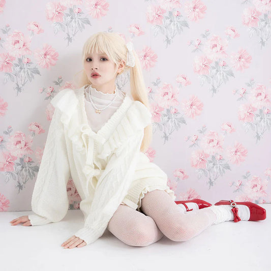 DearMyLoveRose 蝴蝶結麻花針織長外套 3色 [OT258]