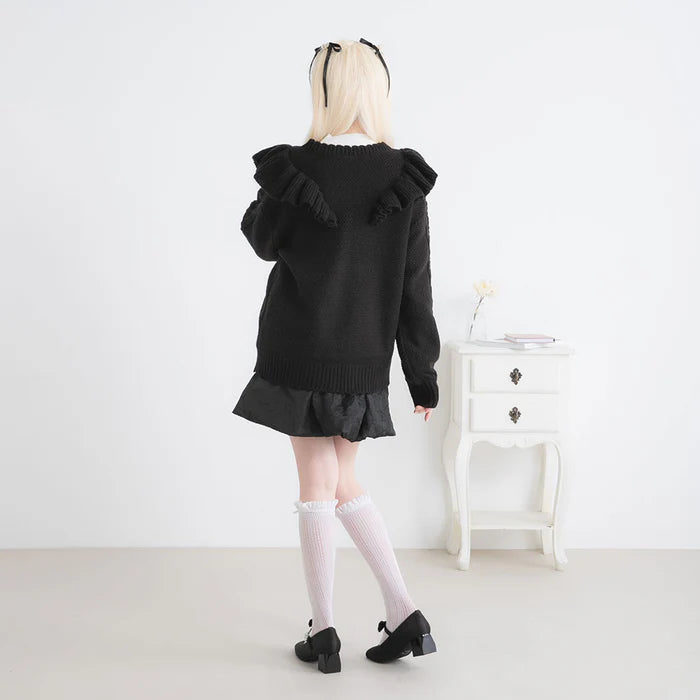 DearMyLoveRose 蝴蝶結麻花針織長外套 3色 [OT258]