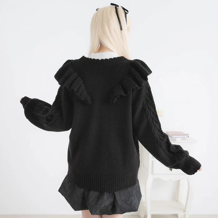 DearMyLoveRose 蝴蝶結麻花針織長外套 3色 [OT258]