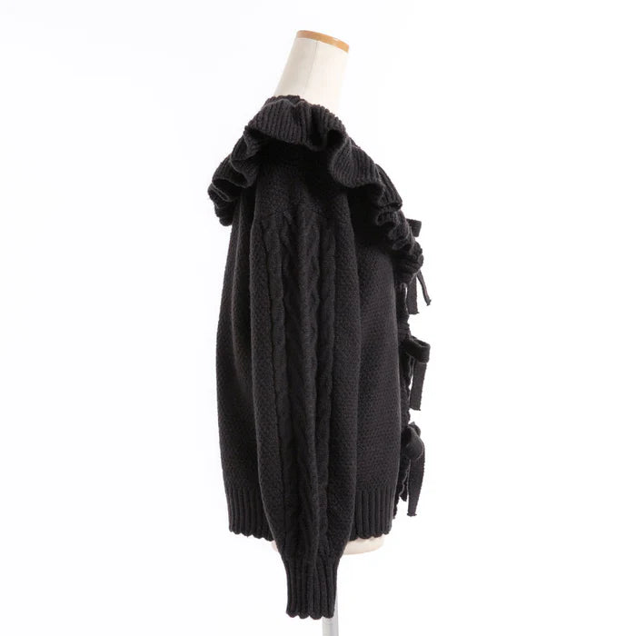 DearMyLoveRose 蝴蝶結麻花針織長外套 3色 [OT258]