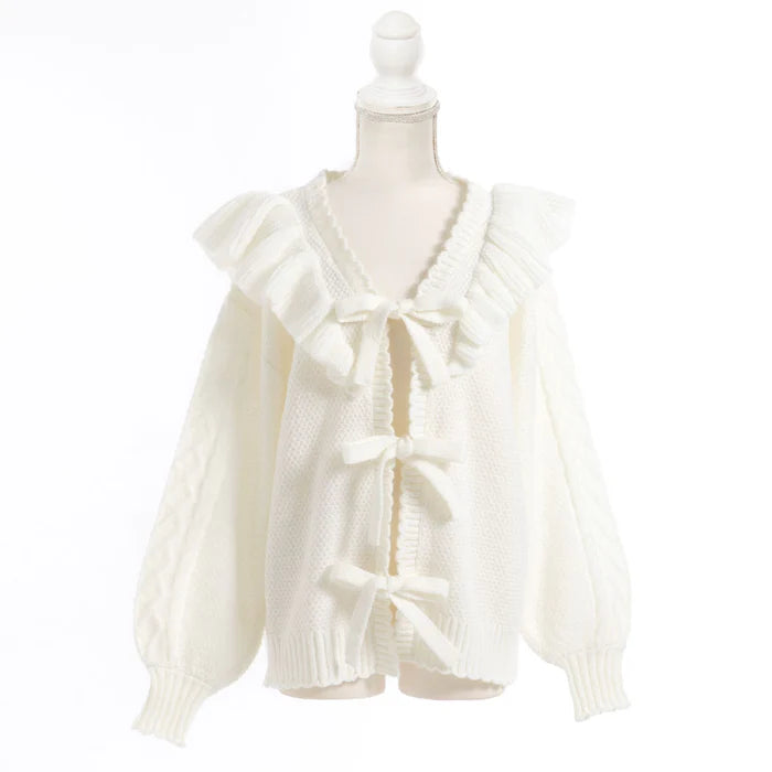 DearMyLoveRose 蝴蝶結麻花針織長外套 3色 [OT258]