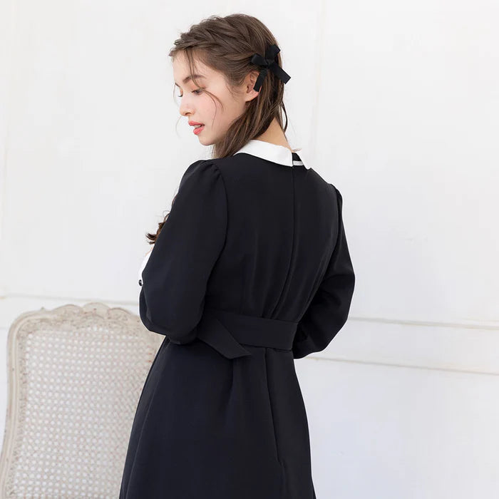 DearMyLoveRose 附腰帶蝴蝶結透明低領連身裙 短版/長版 [OP299]