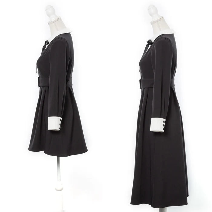 DearMyLoveRose 附腰帶蝴蝶結透明低領連身裙 短版/長版 [OP299]