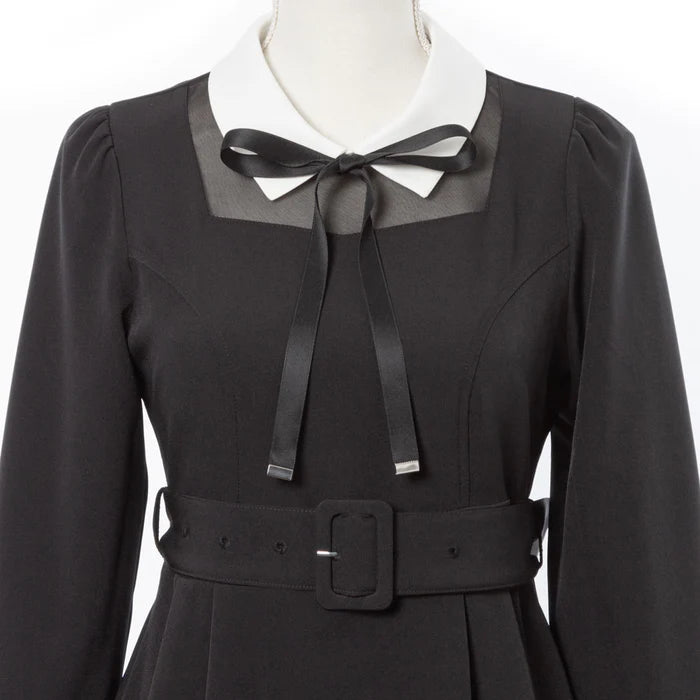 DearMyLoveRose 附腰帶蝴蝶結透明低領連身裙 短版/長版 [OP299]