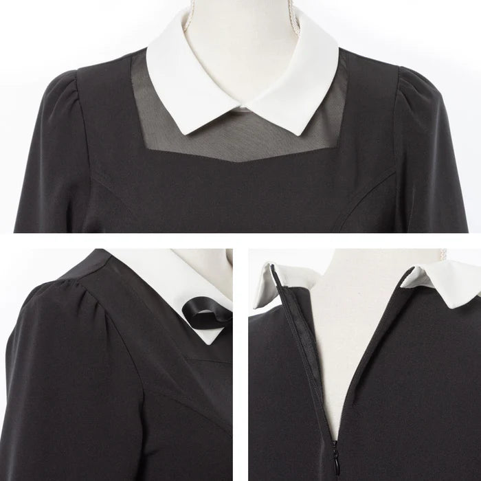 DearMyLoveRose 附腰帶蝴蝶結透明低領連身裙 短版/長版 [OP299]