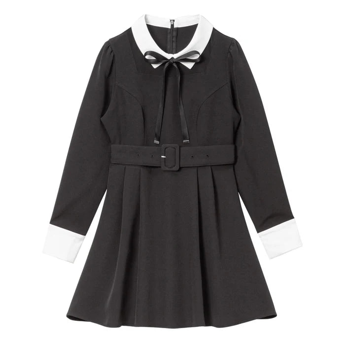 DearMyLoveRose 附腰帶蝴蝶結透明低領連身裙 短版/長版 [OP299]