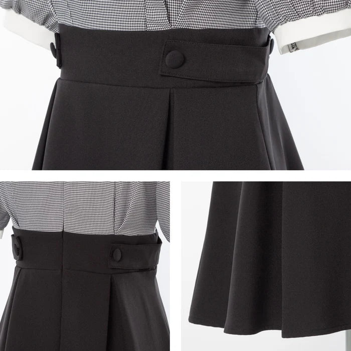 DearMyLoveRose Ruffle蝴蝶結綁帶格紋連身裙 2色 [OP336]