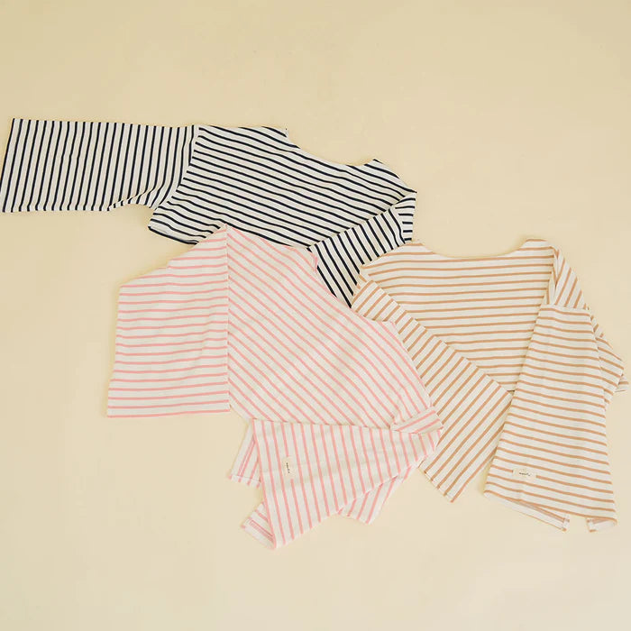 moulis 寬袖條紋短版上衣 3色 [TP321]