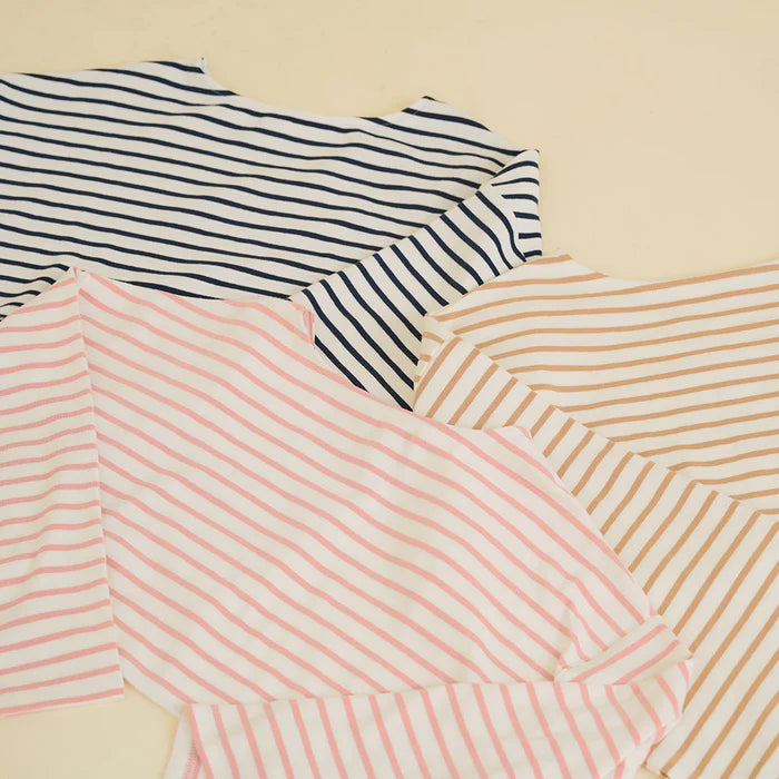 moulis 寬袖條紋短版上衣 3色 [TP321]