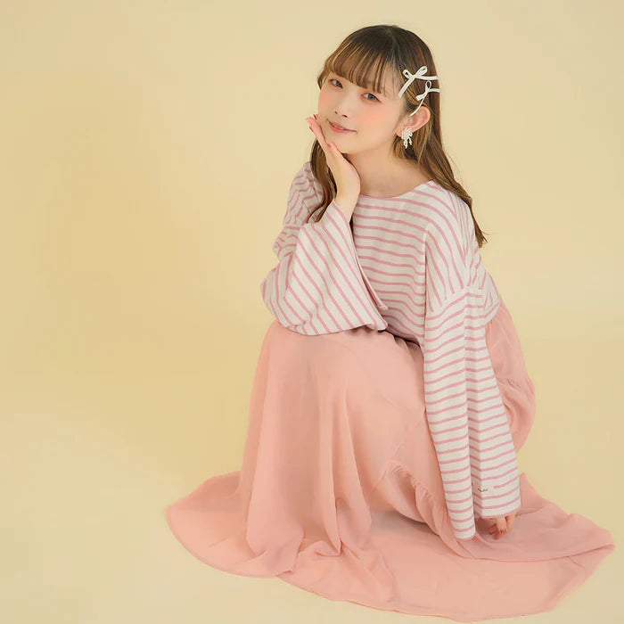 moulis 寬袖條紋短版上衣 3色 [TP321]