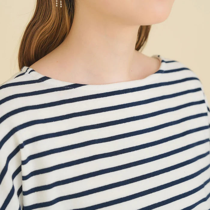 moulis 寬袖條紋短版上衣 3色 [TP321]