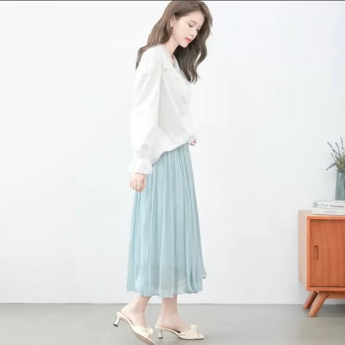 透明感長裙 2色 [BT58]