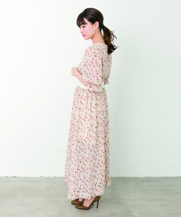 碎花雪紡連身裙 2色  [OP218]