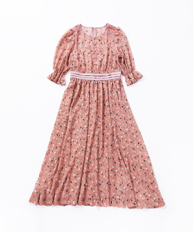 碎花雪紡連身裙 2色  [OP218]