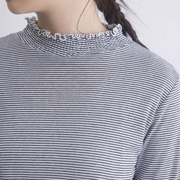 Ruffle 高領橫間上衣 2色 [TP370]