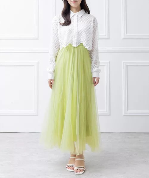 Clear 薄紗喇叭裙 [BT292]