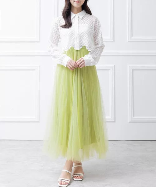 Clear 薄紗喇叭裙 [BT292]