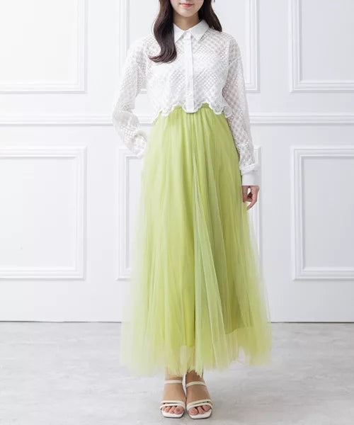 Clear 薄紗喇叭裙 [BT292]