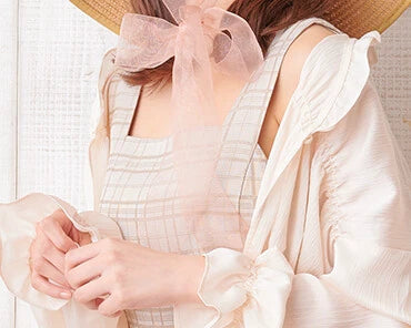 方領口後綁帶格仔連身裙 [OP220]