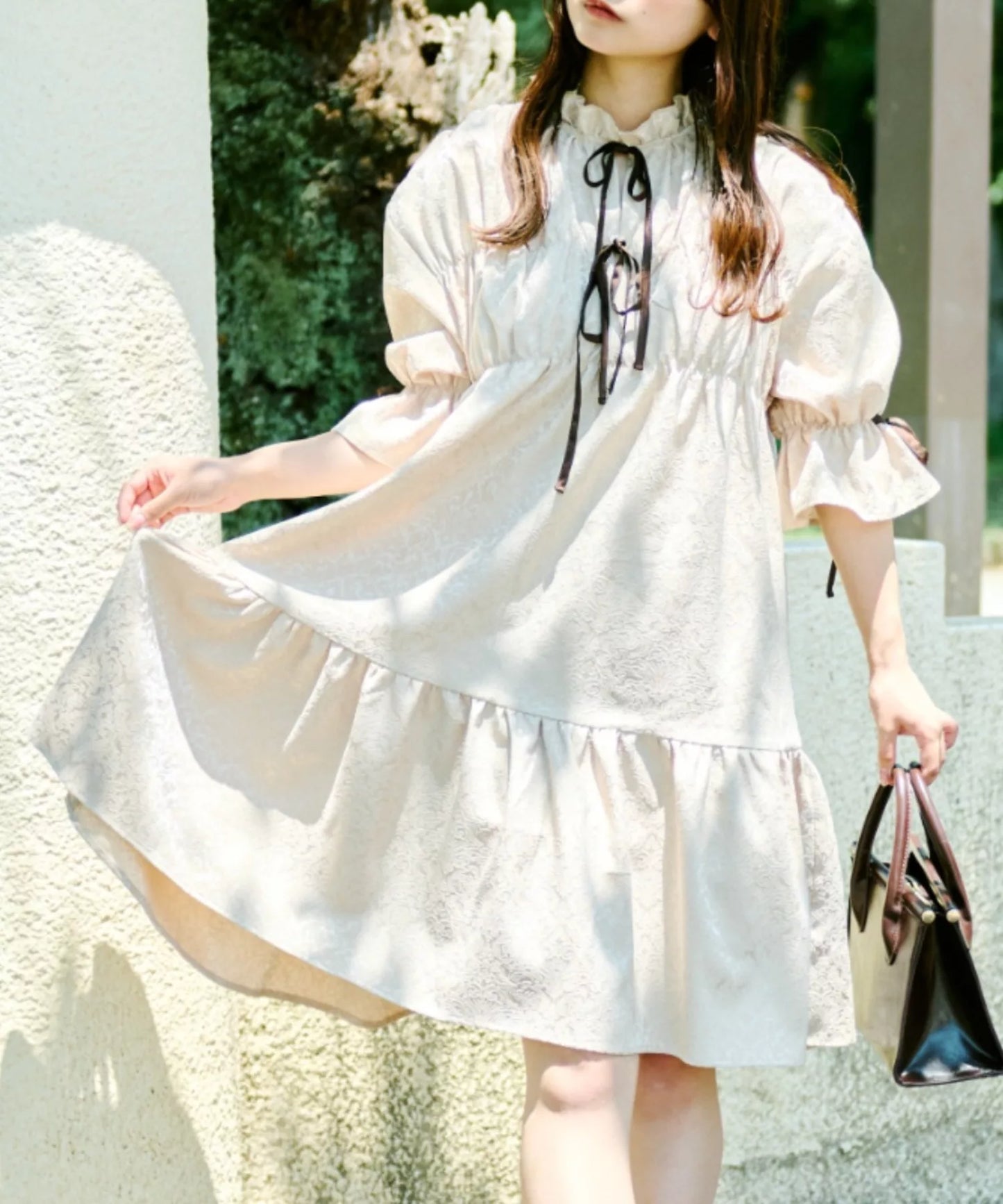 Kutir 可愛復古Ruffle蝴蝶結綁帶連身裙 [OP305]