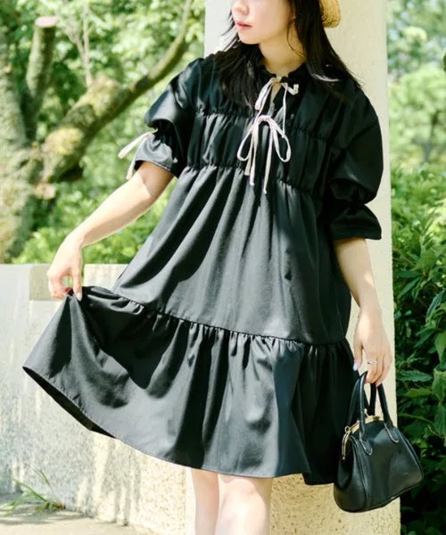 Kutir 可愛復古Ruffle蝴蝶結綁帶連身裙 [OP305]