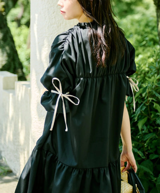Kutir 可愛復古Ruffle蝴蝶結綁帶連身裙 [OP305]