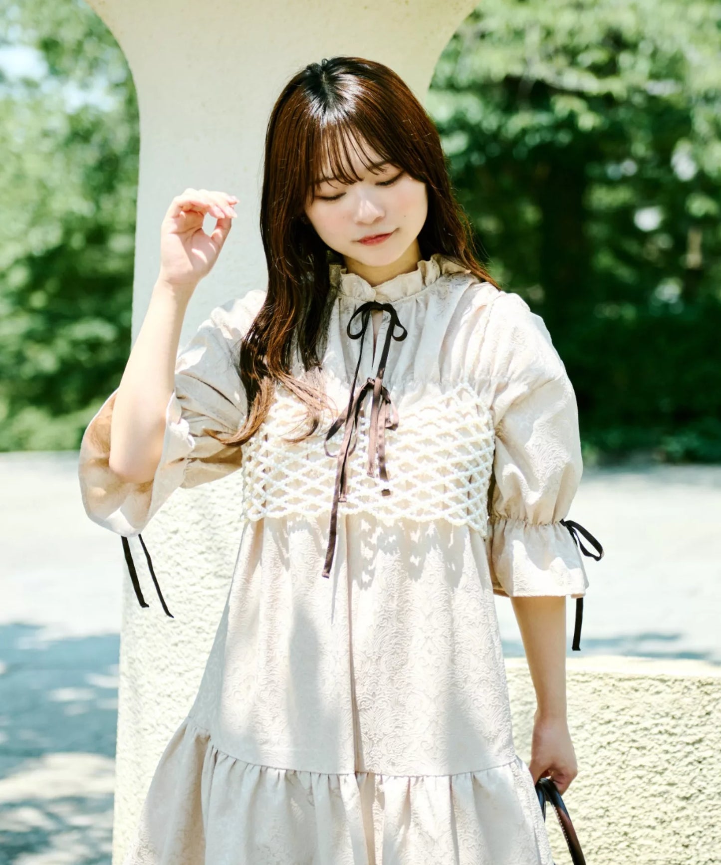 Kutir 可愛復古Ruffle蝴蝶結綁帶連身裙 [OP305]