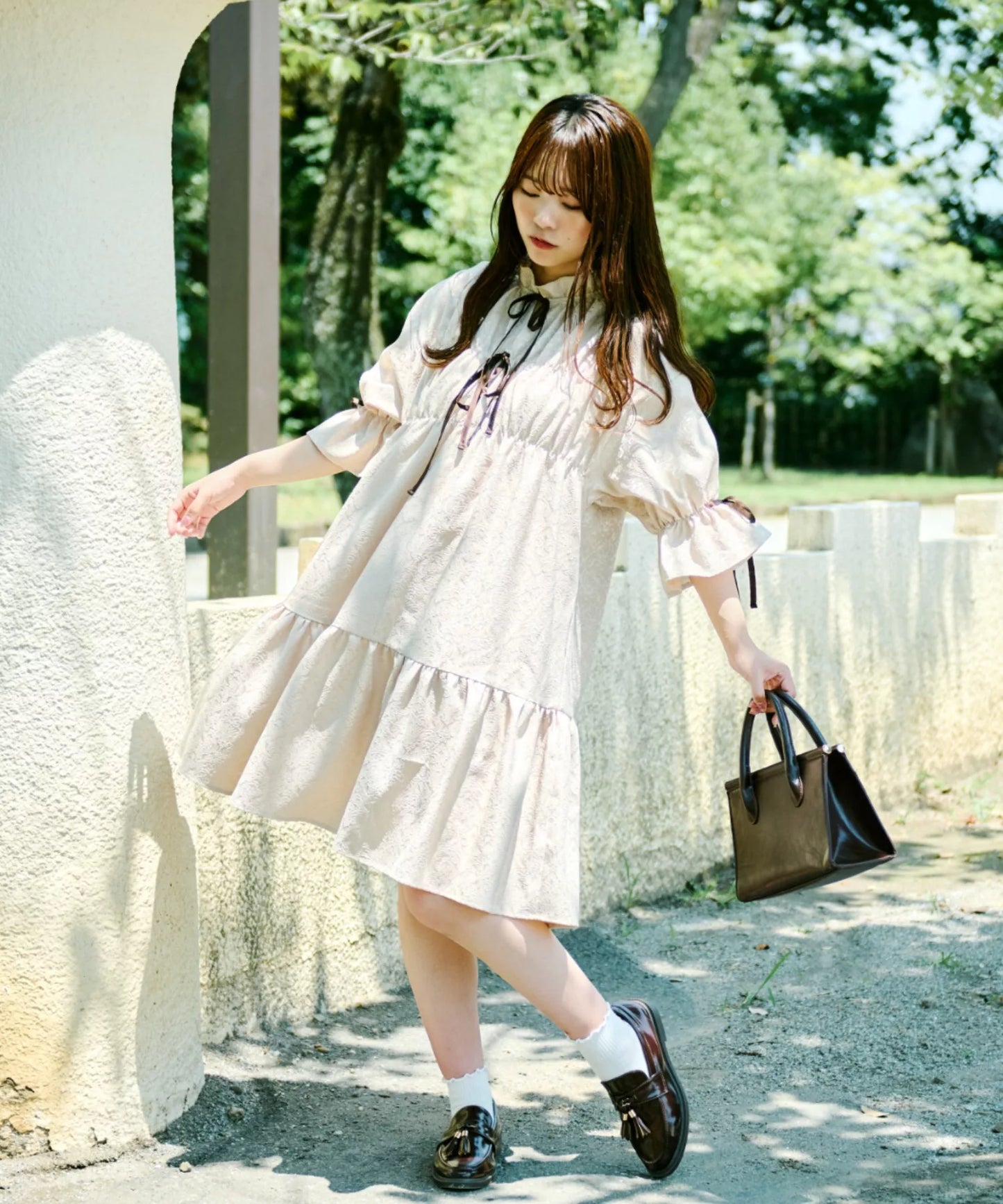 Kutir 可愛復古Ruffle蝴蝶結綁帶連身裙 [OP305]