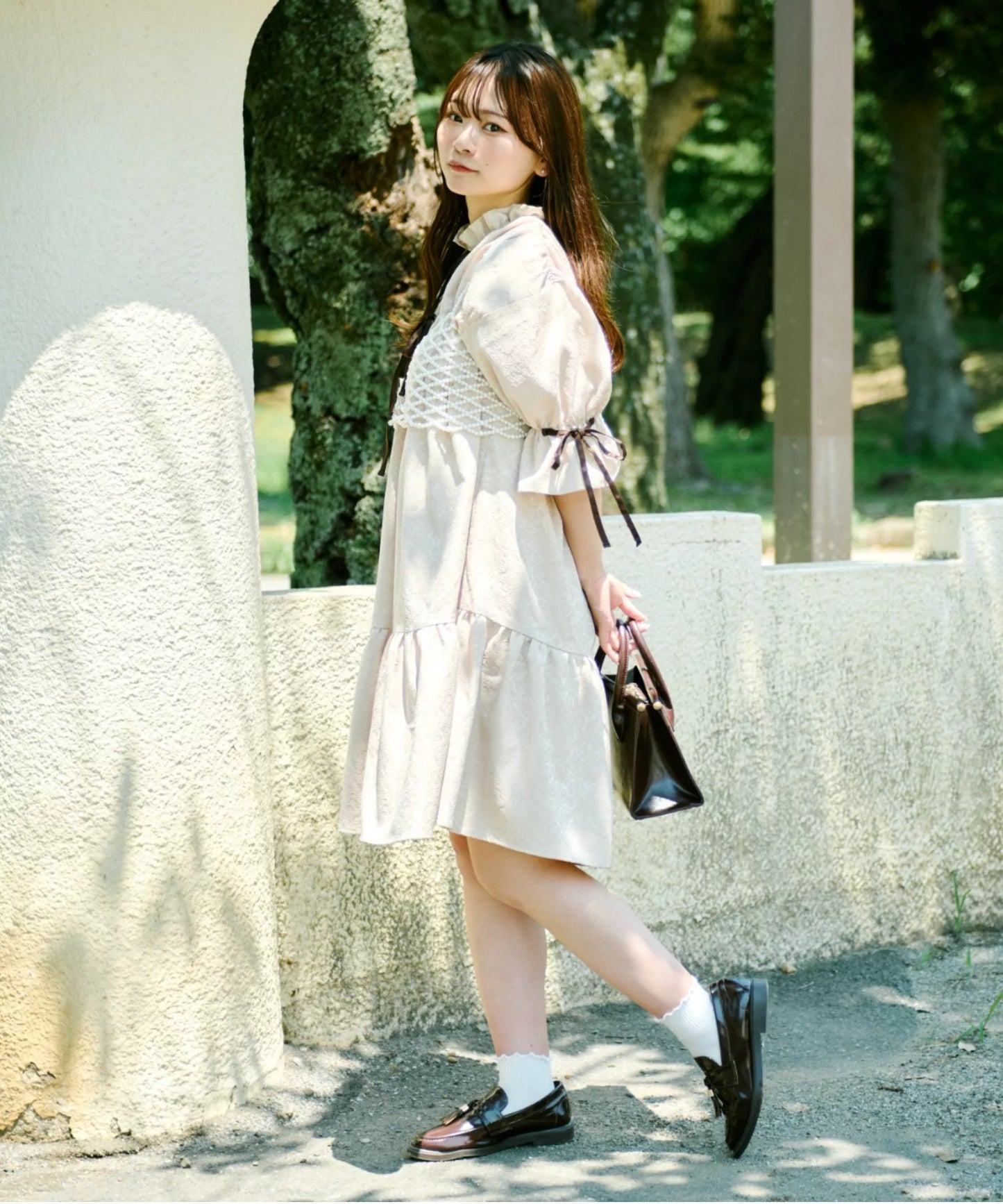 Kutir 可愛復古Ruffle蝴蝶結綁帶連身裙 [OP305]