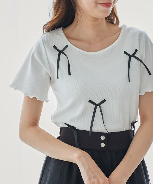 MAJESTIC LEGON 蝴蝶結絲帶百搭上衣 [TP278]