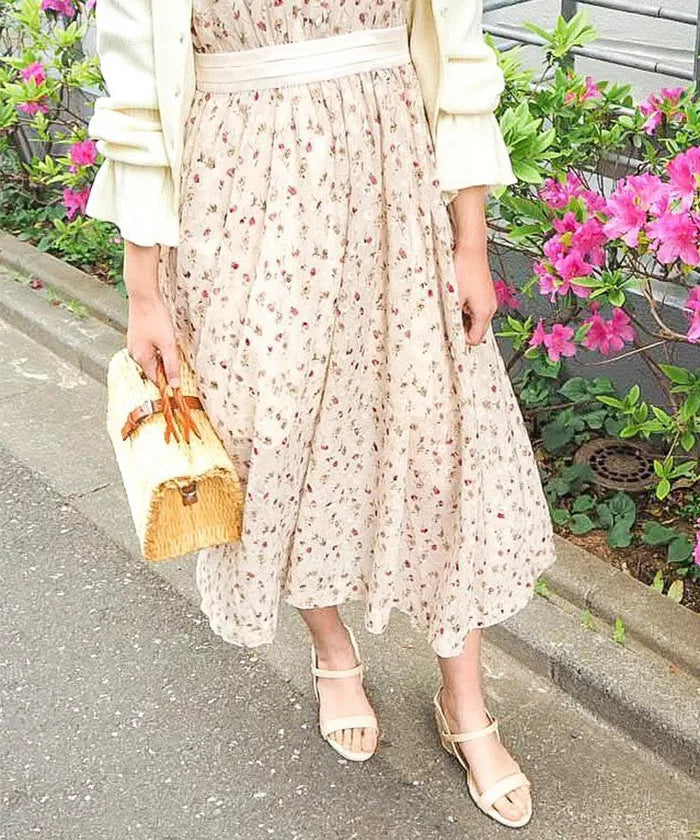 碎花雪紡連身裙 2色  [OP218]