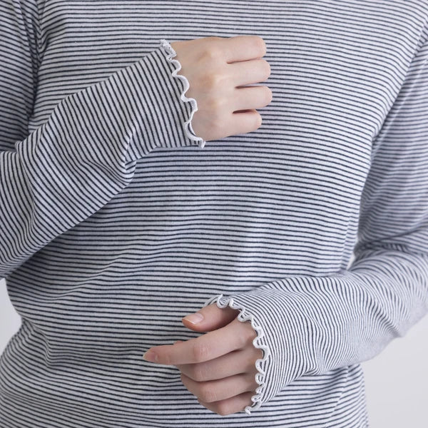 Ruffle 高領橫間上衣 2色 [TP370]