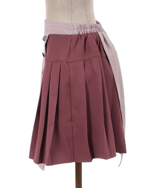 axes femme 粉色條紋百褶裙 [BT254]