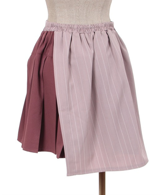 axes femme 粉色條紋百褶裙 [BT254]