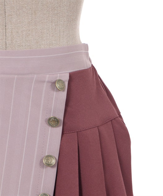 axes femme 粉色條紋百褶裙 [BT254]