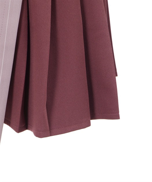 axes femme 粉色條紋百褶裙 [BT254]